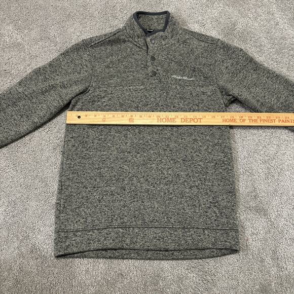 Eddie Bauer Pullover Men’s Medium Beige Gray Fleece 1/4 Snap Outdoors - Picture 3 of 5